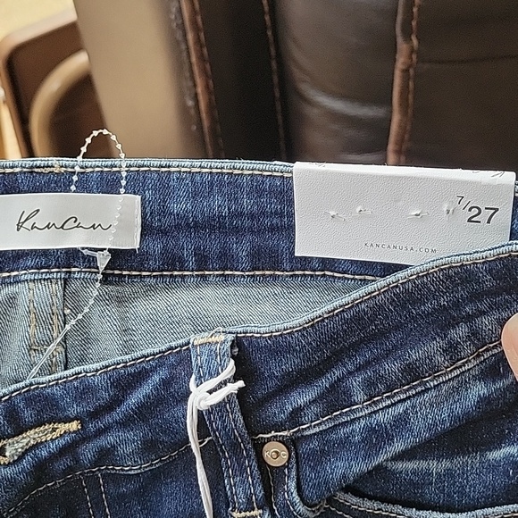 KanCan Dark Wash Distressed Flare Jeans Size 27" - Picture 6 of 8